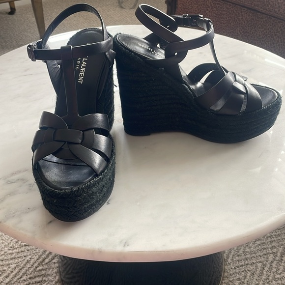 Black Saint Laurent Paris platform shoe only wore once.